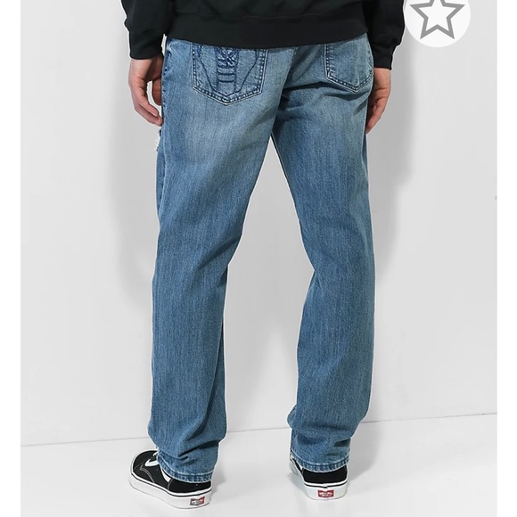 Broken Promises Wait Forever Rose & Snake Embroidered Distressed Baggy Jeans 30 - Picture 2 of 9